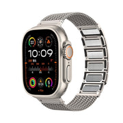 For Apple Watch SE 2023 44mm Magnetic Clasp Braided Chain Stainless Steel Watch Band(Frosted Gold)