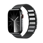 For Apple Watch Ultra 49mm Magnetic Clasp Braided Chain Stainless Steel Watch Band(Black)