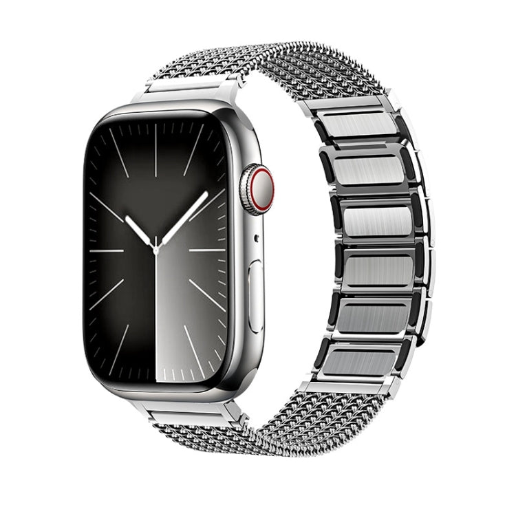 For Apple Watch Series 2 42mm Magnetic Clasp Braided Chain Stainless Steel Watch Band(Silver) - Watch Bands by PMC TechLife | Online Shopping South Africa | PMC TechLife