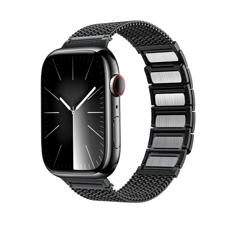 For Apple Watch Series 2 38mm Magnetic Clasp Braided Chain Stainless Steel Watch Band(Black) - Watch Bands by PMC TechLife | Online Shopping South Africa | PMC TechLife