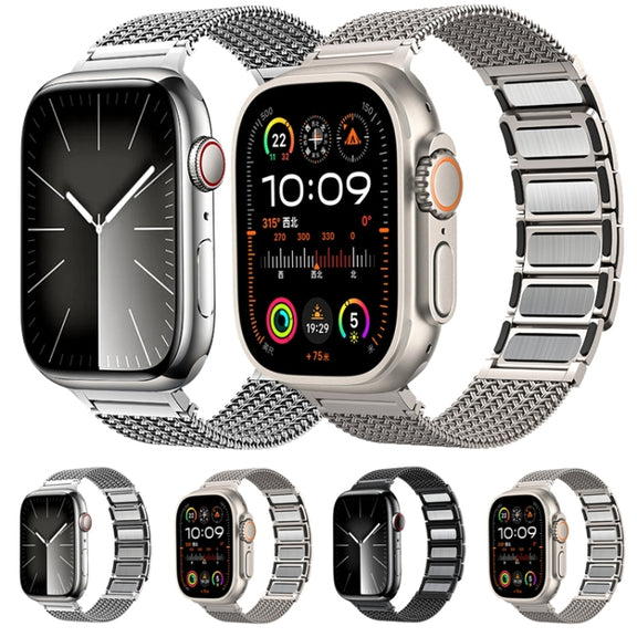 For Apple Watch 38mm Magnetic Clasp Braided Chain Stainless Steel Watch Band(Silver)