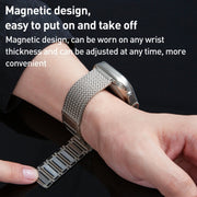 For Apple Watch SE 2023 44mm Magnetic Clasp Braided Chain Stainless Steel Watch Band(Silver)