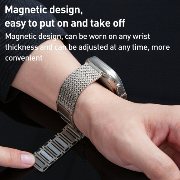 For Apple Watch SE 2023 44mm Magnetic Clasp Braided Chain Stainless Steel Watch Band(Silver)