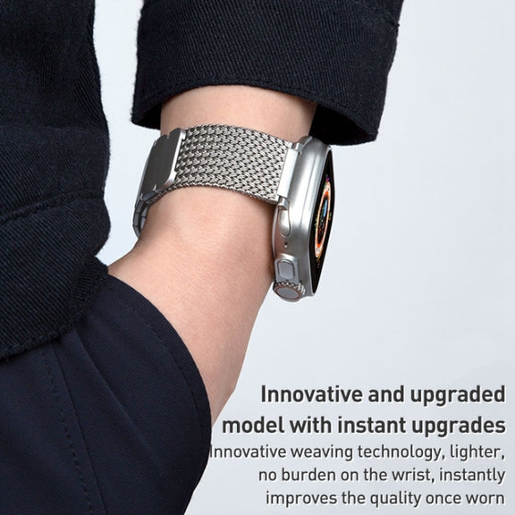 For Apple Watch 38mm Magnetic Clasp Braided Chain Stainless Steel Watch Band(Silver)