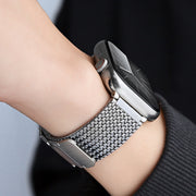 For Apple Watch 42mm Magnetic Clasp Braided Chain Stainless Steel Watch Band(Silver)