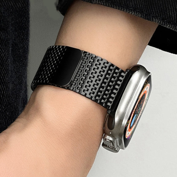 For Apple Watch 42mm Milanese Loop Magnetic Clasp Stainless Steel Watch Band(Black)