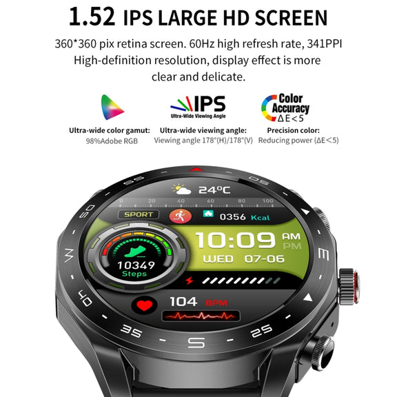 T95 1.52 inch BT5.0 Smart Sport Watch with Earbuds, Support Bluetooth Call / Blood Oxygen / Heart Rate / Blood Pressure Health Monitor(Silver)
