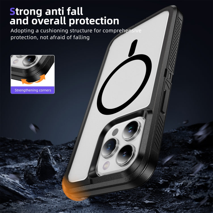 For iPhone 13 Pro Max Guard Magsafe Magnetic Ring Matte Phone Case(Black+Transparent) - iPhone 13 Pro Max Cases by PMC TechLife | Online Shopping South Africa | PMC TechLife