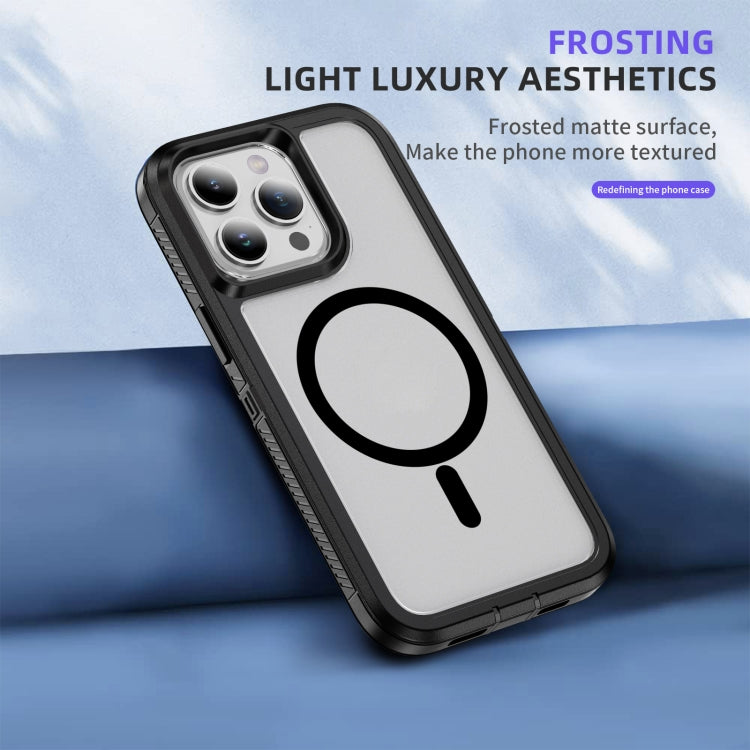 For iPhone 13 Pro Max Guard Magsafe Magnetic Ring Matte Phone Case(Black+Transparent) - iPhone 13 Pro Max Cases by PMC TechLife | Online Shopping South Africa | PMC TechLife