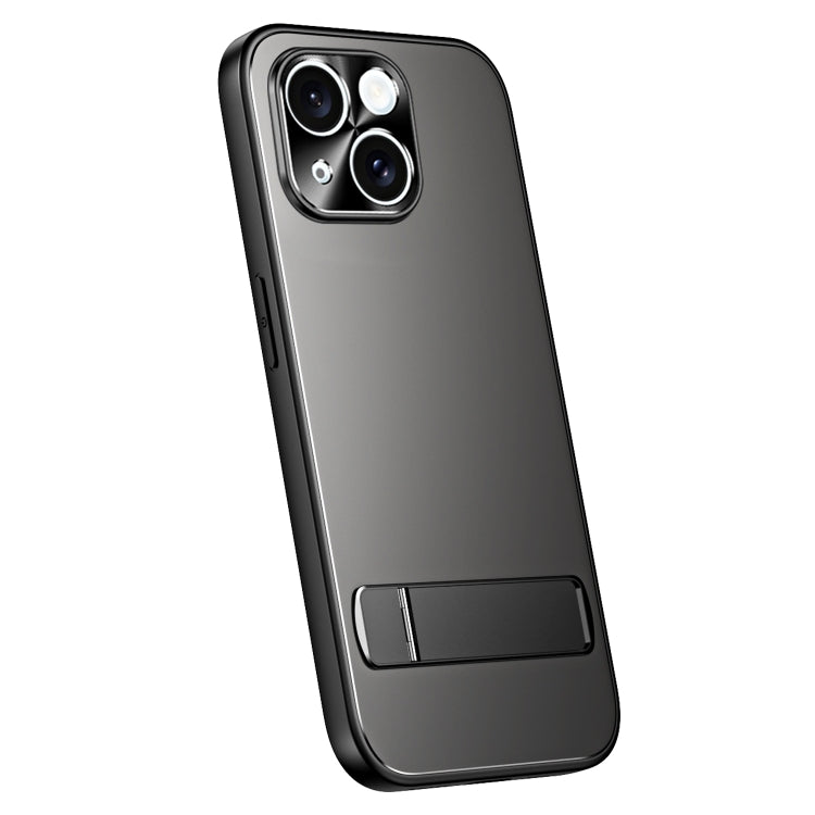 For iPhone 15 Plus R-JUST RJ-61 Electroplating Frosted TPU + PC Phone Case with Holder(Grey) - iPhone 15 Plus Cases by R-JUST | Online Shopping South Africa | PMC TechLife