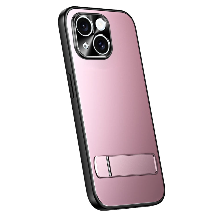 For iPhone 15 Plus R-JUST RJ-61 Electroplating Frosted TPU + PC Phone Case with Holder(Pink) - iPhone 15 Plus Cases by R-JUST | Online Shopping South Africa | PMC TechLife | Buy Now Pay Later Mobicred