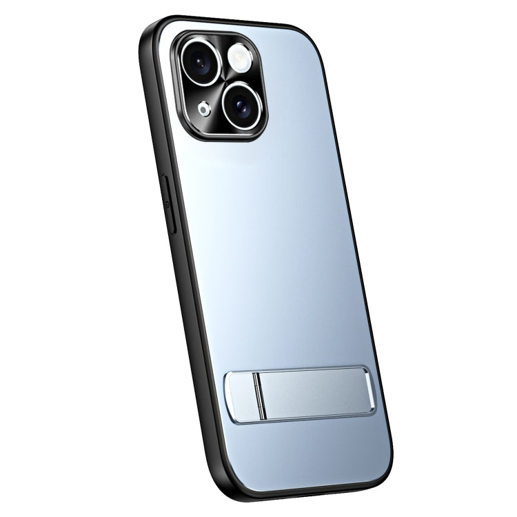 For iPhone 14 R-JUST RJ-61 Electroplating Frosted TPU + PC Phone Case with Holder(Blue) - iPhone 14 Cases by R-JUST | Online Shopping South Africa | PMC TechLife