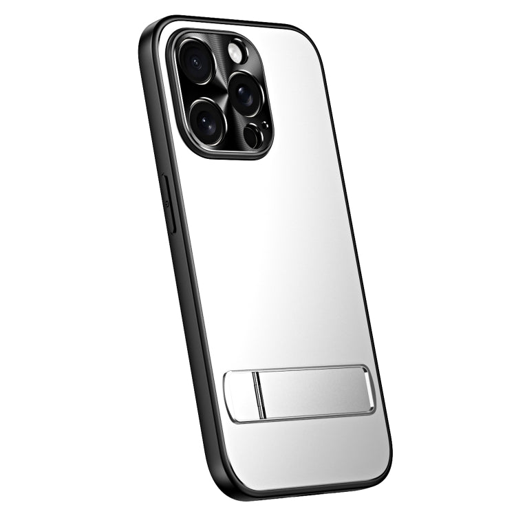 For iPhone 13 Pro R-JUST RJ-61 Electroplating Frosted TPU + PC Phone Case with Holder(Silver) - iPhone 13 Pro Cases by R-JUST | Online Shopping South Africa | PMC TechLife | Buy Now Pay Later Mobicred