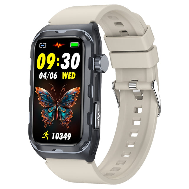 TK79 1.47 inch IP68 Water-resistant Smart Watch, Support ECG / Blood Glucose / Blood Oxygen Monitoring / Uric Acid(Beige)