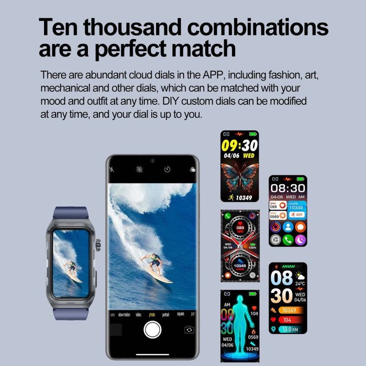 TK79 1.47 inch IP68 Water-resistant Smart Watch, Support ECG / Blood Glucose / Blood Oxygen Monitoring / Uric Acid(Blue)