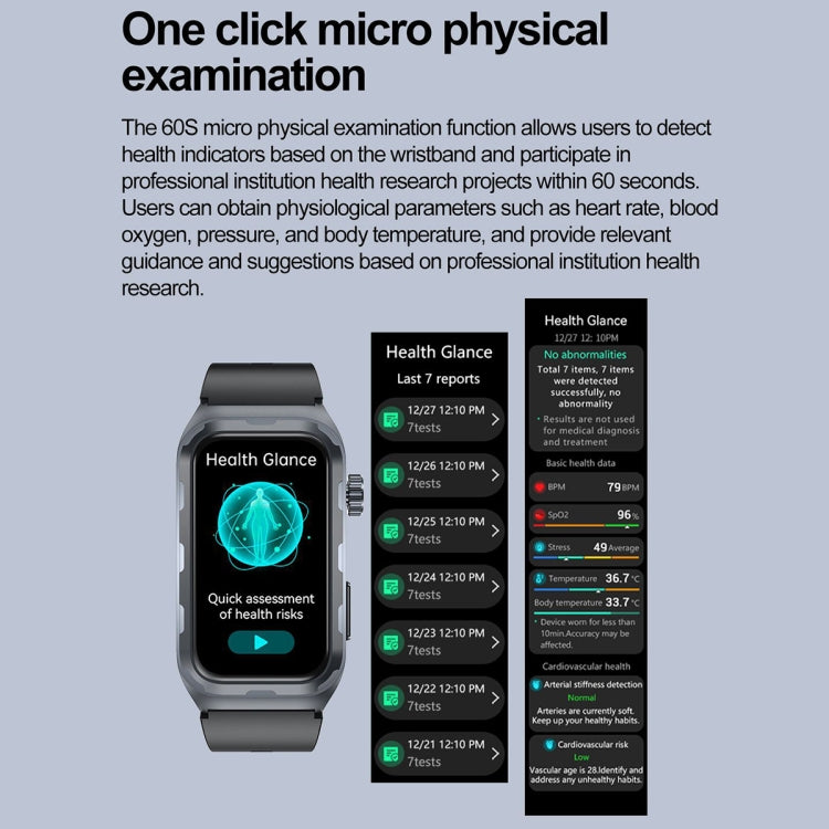 TK79 1.47 inch IP68 Waterproof Smart Watch, Support ECG / Blood Glucose / Blood Oxygen Monitoring / Uric Acid(Black) - Smart Wristbands by PMC TechLife | Online Shopping South Africa | PMC TechLife | Buy Now Pay Later Mobicred