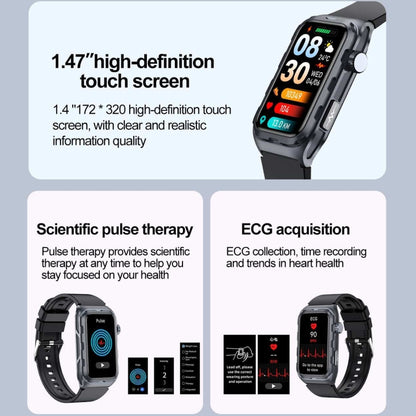 TK79 1.47 inch IP68 Waterproof Smart Watch, Support ECG / Blood Glucose / Blood Oxygen Monitoring / Uric Acid(Pink) - free shipping - PMC Jewellery - Order now!