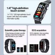 TK79 1.47 inch IP68 Water-resistant Smart Watch, Support ECG / Blood Glucose / Blood Oxygen Monitoring / Uric Acid(Beige)
