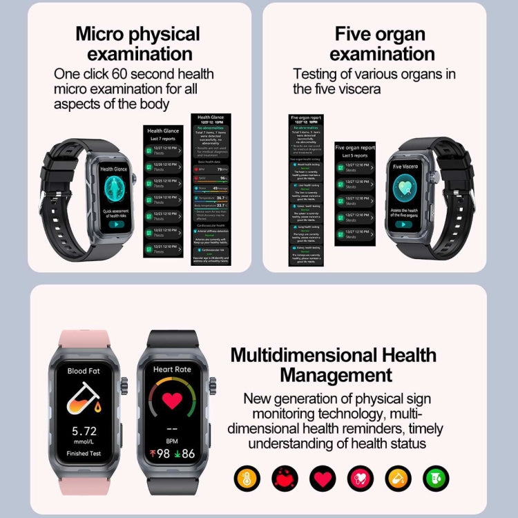 TK79 1.47 inch IP68 Water-resistant Smart Watch, Support ECG / Blood Glucose / Blood Oxygen Monitoring / Uric Acid(Beige)