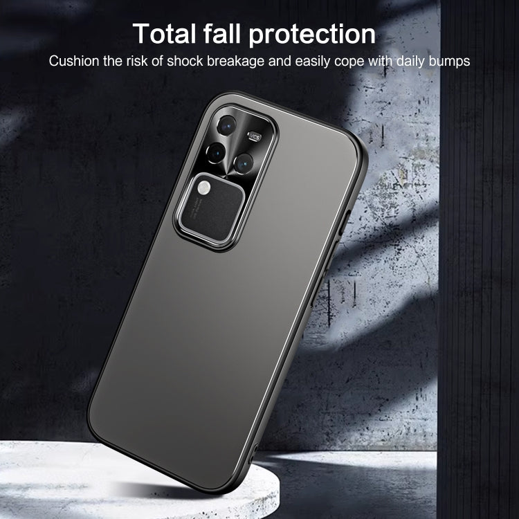 For vivo S18 Pro R-JUST RJ-61 Electroplating Frosted TPU + PC Phone Case with Holder(Grey) - S18 Pro Cases by R-JUST | Online Shopping South Africa | PMC TechLife