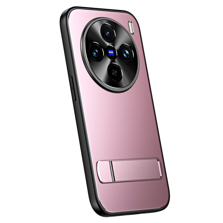 For vivo X100 / X100 Pro R-JUST RJ-61 Electroplating Frosted TPU + PC Phone Case with Holder(Pink) - vivo Cases by R-JUST | Online Shopping South Africa | PMC TechLife | Buy Now Pay Later Mobicred