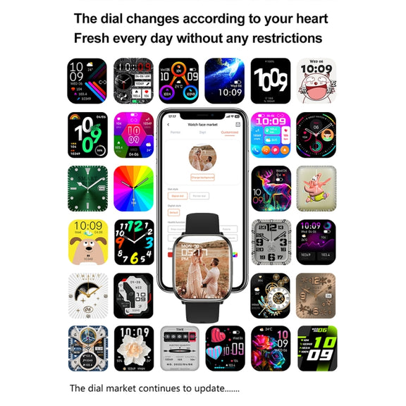 HD12 1.75 inch IP68 Water-resistant Smart Watch, Support Blood Oxygen Monitoring(Black)