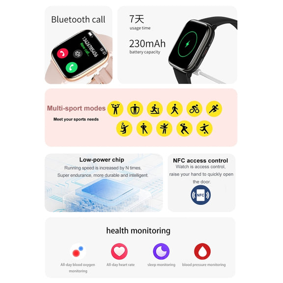 HD12 1.75 inch IP68 Water-resistant Smart Watch, Support Blood Oxygen Monitoring(Black)