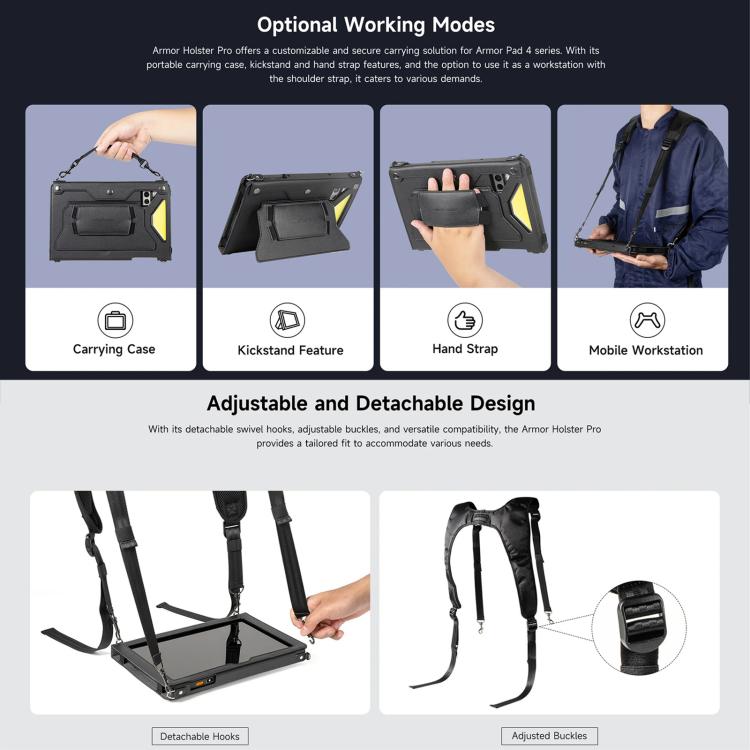 For Ulefone Armor Pad 4 Series Ulefone 4 in 1 Multi-purpose Tablet Carry Case(Black) - free shipping - PMC TechLife - Order now!