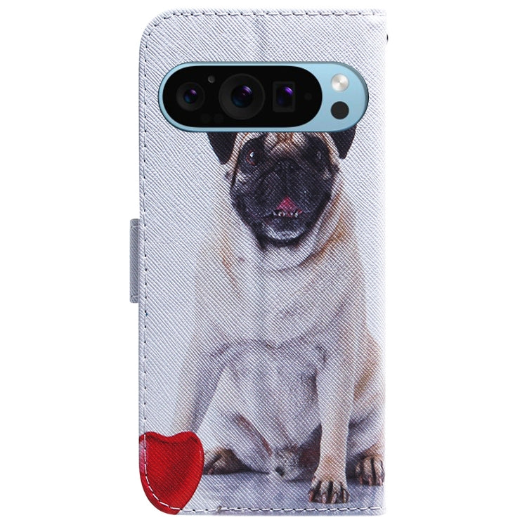 For Google Pixel 9 Pro Coloured Drawing Flip Leather Phone Case(Pug) - Google Cases by PMC TechLife | Online Shopping South Africa | PMC TechLife | Buy Now Pay Later Mobicred