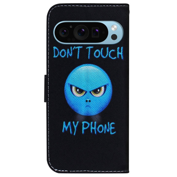 For Google Pixel 9 Pro Coloured Drawing Flip Leather Phone Case(Anger)