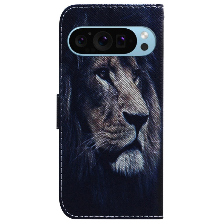 For Google Pixel 9 Coloured Drawing Flip Leather Phone Case(Lion) - Google Cases by PMC TechLife | Online Shopping South Africa | PMC TechLife | Buy Now Pay Later Mobicred
