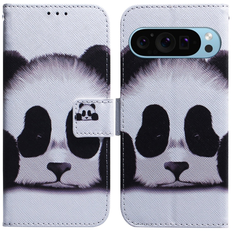 For Google Pixel 9 Coloured Drawing Flip Leather Phone Case(Panda) - Google Cases by PMC TechLife | Online Shopping South Africa | PMC TechLife | Buy Now Pay Later Mobicred