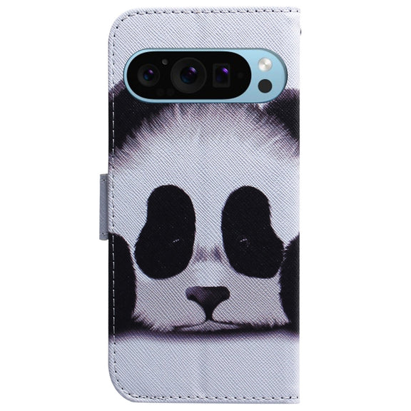 For Google Pixel 9 Coloured Drawing Flip Leather Phone Case(Panda)