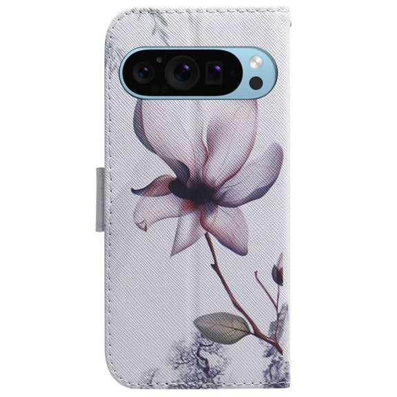 For Google Pixel 9 Coloured Drawing Flip Leather Phone Case(Magnolia)