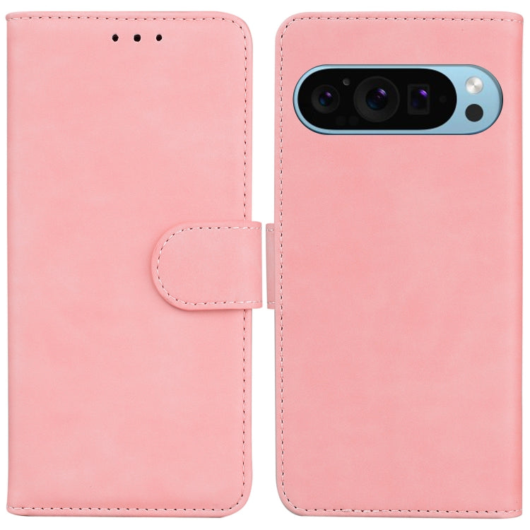 For Google Pixel 9 Pro Skin Feel Pure Color Flip Leather Phone Case(Pink) - Google Cases by PMC TechLife | Online Shopping South Africa | PMC TechLife | Buy Now Pay Later Mobicred