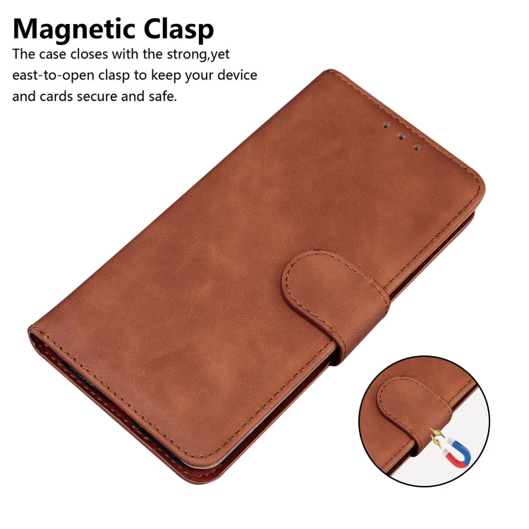 For Google Pixel 9 Pro Skin Feel Pure Color Flip Leather Phone Case(Brown) - Google Cases by PMC TechLife | Online Shopping South Africa | PMC TechLife | Buy Now Pay Later Mobicred