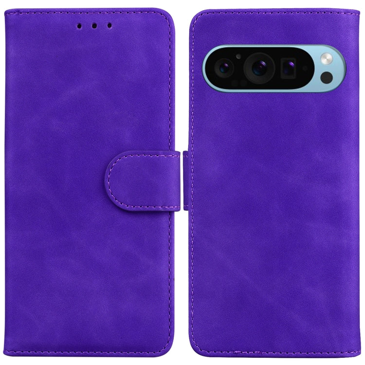 For Google Pixel 9 Skin Feel Pure Color Flip Leather Phone Case(Purple) - Google Cases by PMC TechLife | Online Shopping South Africa | PMC TechLife | Buy Now Pay Later Mobicred