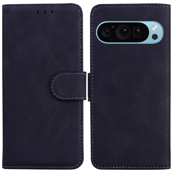 For Google Pixel 9 Skin Feel Pure Color Flip Leather Phone Case(Black)