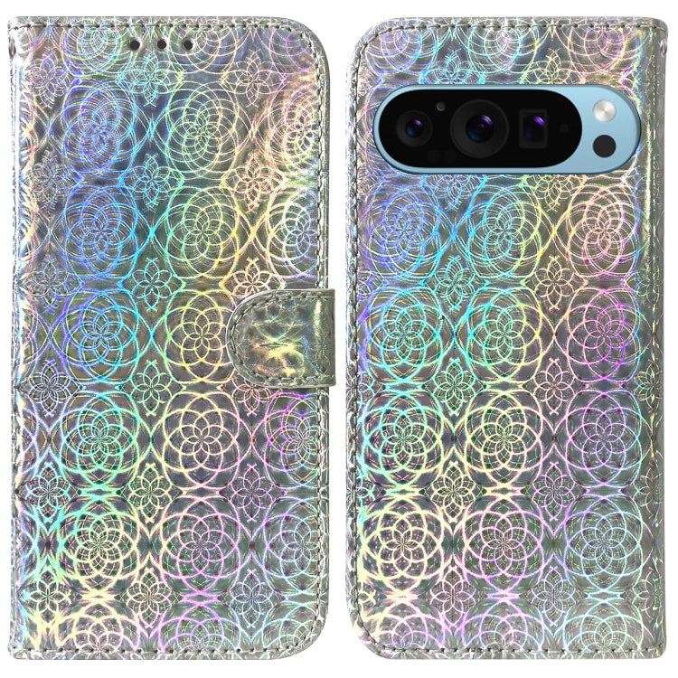 For Google Pixel 9 Pro Colorful Magnetic Buckle Leather Phone Case(Silver) - Google Cases by PMC TechLife | Online Shopping South Africa | PMC TechLife | Buy Now Pay Later Mobicred