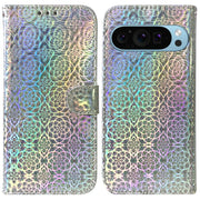 For Google Pixel 9 Pro Colorful Magnetic Buckle Leather Phone Case(Silver)