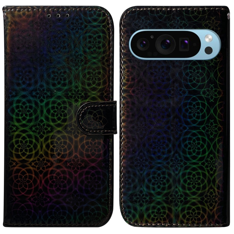 For Google Pixel 9 Colorful Magnetic Buckle Leather Phone Case(Black) - Google Cases by PMC TechLife | Online Shopping South Africa | PMC TechLife | Buy Now Pay Later Mobicred