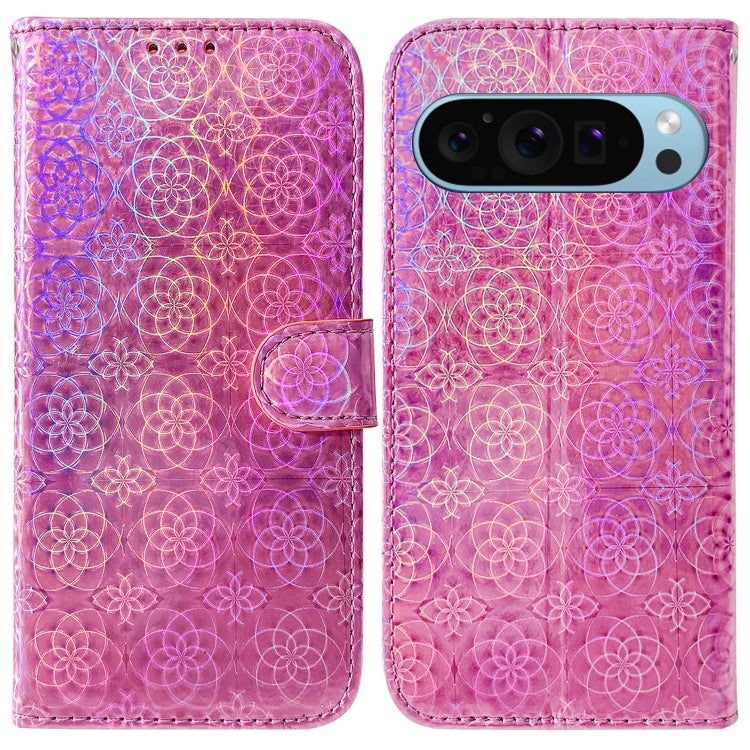 For Google Pixel 9 Colorful Magnetic Buckle Leather Phone Case(Pink) - Google Cases by PMC TechLife | Online Shopping South Africa | PMC TechLife | Buy Now Pay Later Mobicred
