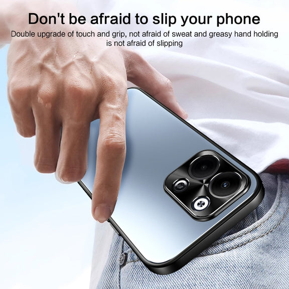 For OPPO Reno9 / Reno9 Pro R-JUST RJ-61 Electroplating Frosted TPU + PC Phone Case(Grey)