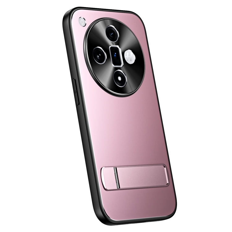 For OPPO Find X7 R-JUST RJ-61 Electroplating Frosted TPU + PC Phone Case with Holder(Pink) - OPPO Cases by R-JUST | Online Shopping South Africa | PMC TechLife | Buy Now Pay Later Mobicred