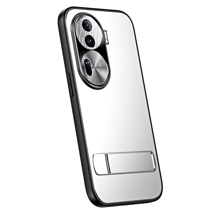For OPPO Reno11 Global R-JUST RJ-61 Electroplating Frosted TPU + PC Phone Case with Holder(Silver) - Reno11 Cases by R-JUST | Online Shopping South Africa | PMC TechLife