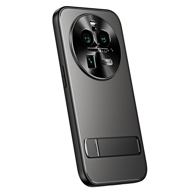 For OPPO Find X6 Pro R-JUST RJ-61 Electroplating Frosted TPU + PC Phone Case with Holder(Grey) - OPPO Cases by R-JUST | Online Shopping South Africa | PMC TechLife