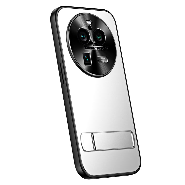 For OPPO Find X6 Pro R-JUST RJ-61 Electroplating Frosted TPU + PC Phone Case with Holder(Silver) - OPPO Cases by R-JUST | Online Shopping South Africa | PMC TechLife