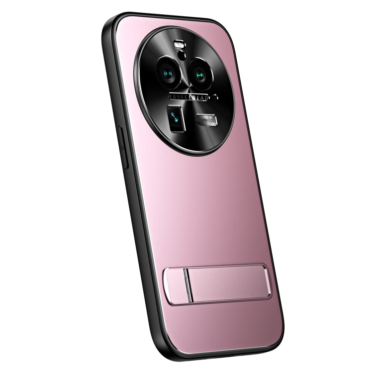 For OPPO Find X6 Pro R-JUST RJ-61 Electroplating Frosted TPU + PC Phone Case with Holder(Pink) - OPPO Cases by R-JUST | Online Shopping South Africa | PMC TechLife | Buy Now Pay Later Mobicred