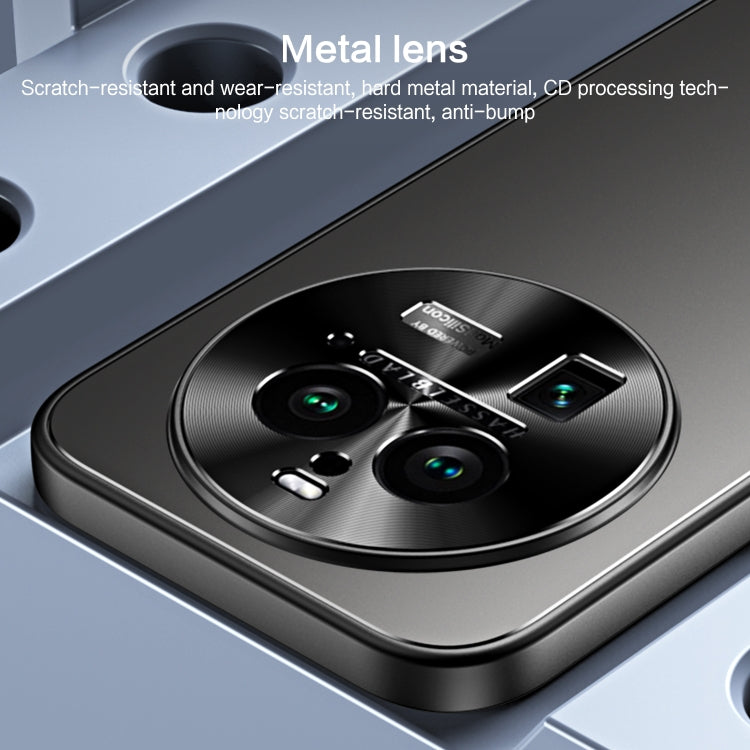 For OPPO Find X6 Pro R-JUST RJ-61 Electroplating Frosted TPU + PC Phone Case with Holder(Blue) - OPPO Cases by R-JUST | Online Shopping South Africa | PMC TechLife