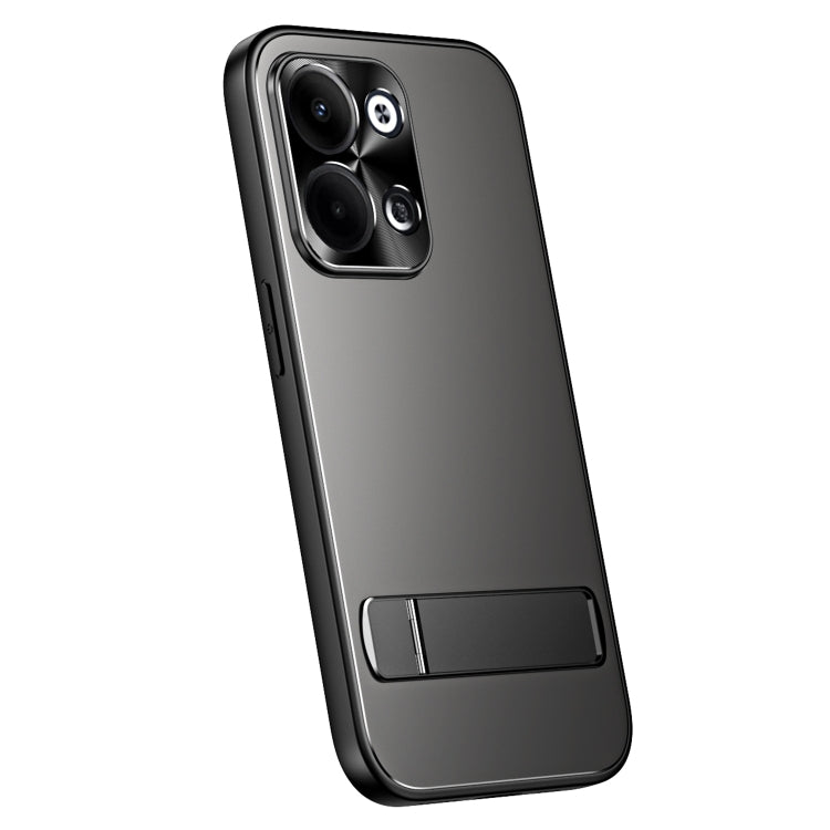 For OPPO Reno9 / Reno9 Pro R-JUST RJ-61 Electroplating Frosted TPU + PC Phone Case with Holder(Grey) - OPPO Cases by R-JUST | Online Shopping South Africa | PMC TechLife | Buy Now Pay Later Mobicred